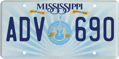 MS license plate ADV690