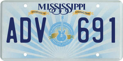 MS license plate ADV691