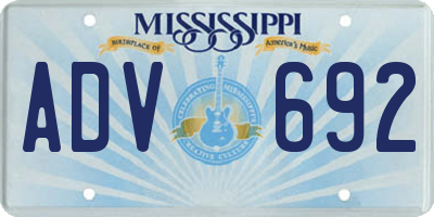 MS license plate ADV692