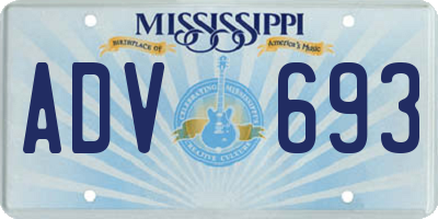 MS license plate ADV693