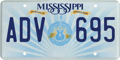 MS license plate ADV695