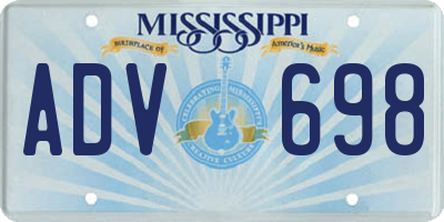 MS license plate ADV698