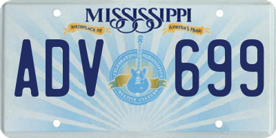 MS license plate ADV699