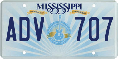 MS license plate ADV707