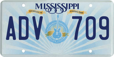 MS license plate ADV709