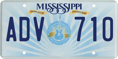 MS license plate ADV710