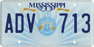MS license plate ADV713