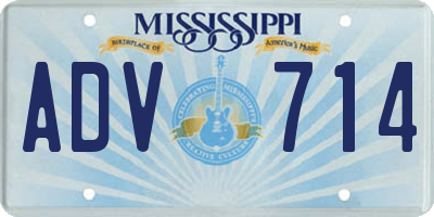 MS license plate ADV714