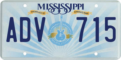 MS license plate ADV715