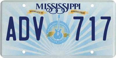 MS license plate ADV717