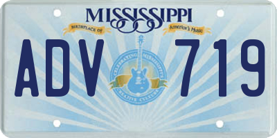 MS license plate ADV719