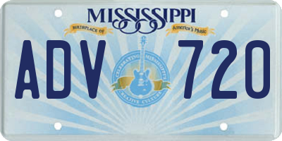 MS license plate ADV720