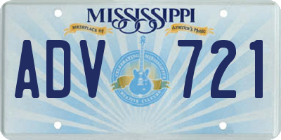 MS license plate ADV721