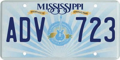 MS license plate ADV723