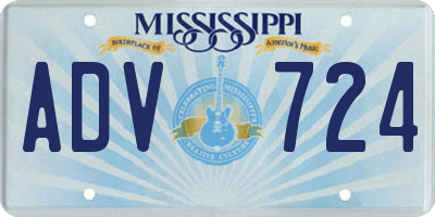 MS license plate ADV724