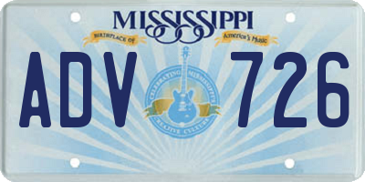 MS license plate ADV726