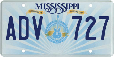 MS license plate ADV727