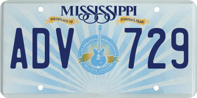 MS license plate ADV729