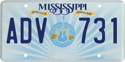 MS license plate ADV731