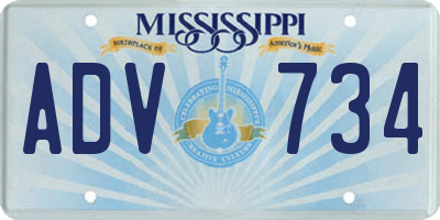 MS license plate ADV734