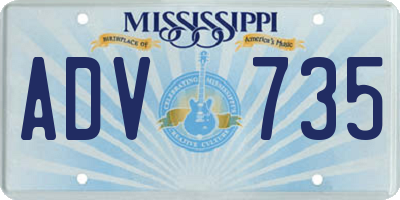 MS license plate ADV735