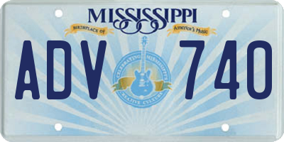 MS license plate ADV740