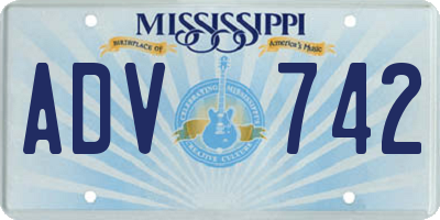 MS license plate ADV742