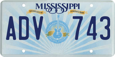 MS license plate ADV743