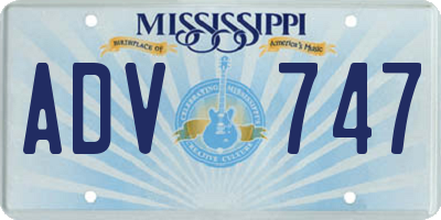 MS license plate ADV747
