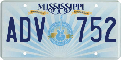 MS license plate ADV752