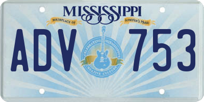 MS license plate ADV753