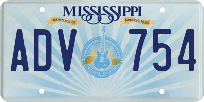 MS license plate ADV754