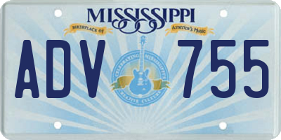 MS license plate ADV755