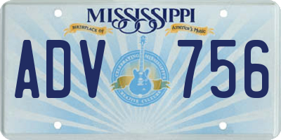 MS license plate ADV756