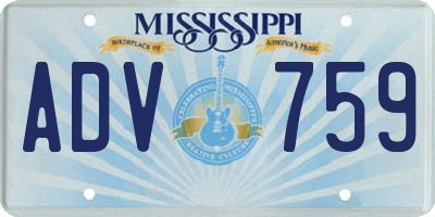 MS license plate ADV759
