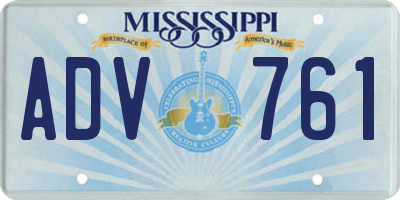 MS license plate ADV761