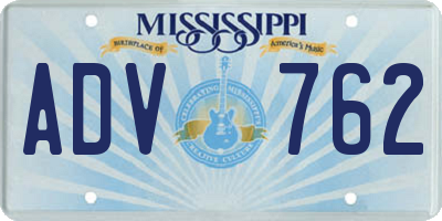 MS license plate ADV762