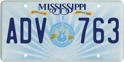 MS license plate ADV763