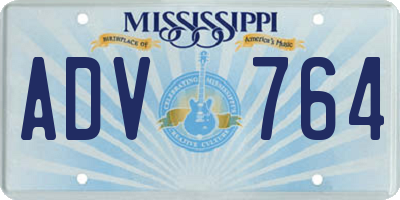 MS license plate ADV764