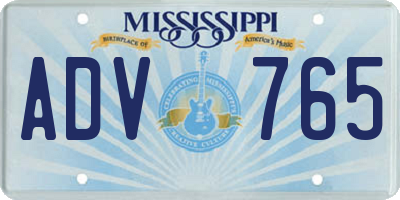 MS license plate ADV765