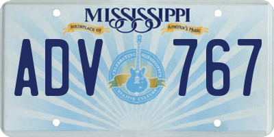 MS license plate ADV767