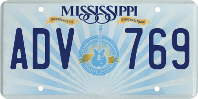 MS license plate ADV769
