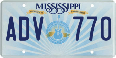 MS license plate ADV770