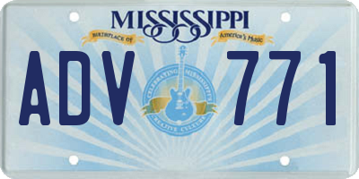 MS license plate ADV771
