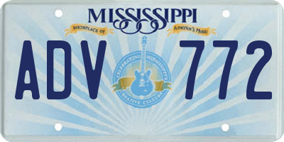 MS license plate ADV772