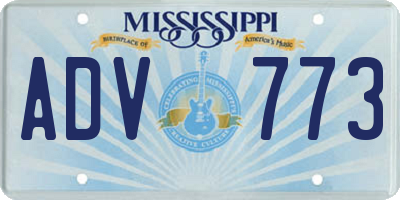 MS license plate ADV773
