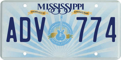 MS license plate ADV774