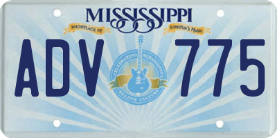 MS license plate ADV775