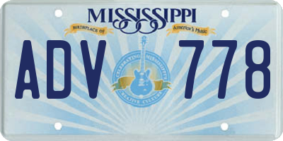 MS license plate ADV778