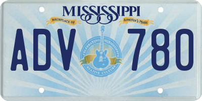 MS license plate ADV780